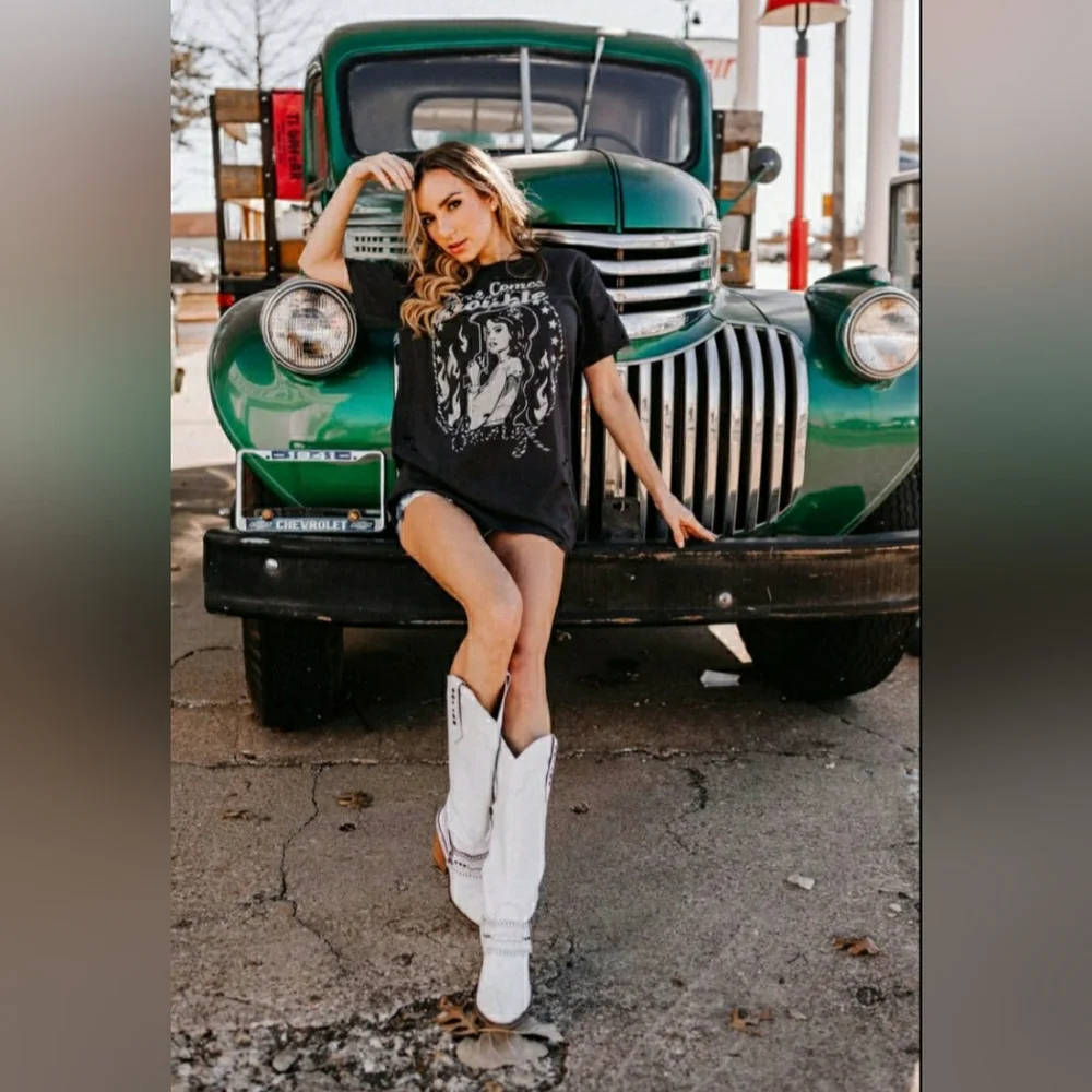 COUNTRY DEEP HERE COMES TROUBLE DISTRESSED T SHIRT - Picture 5 of 12